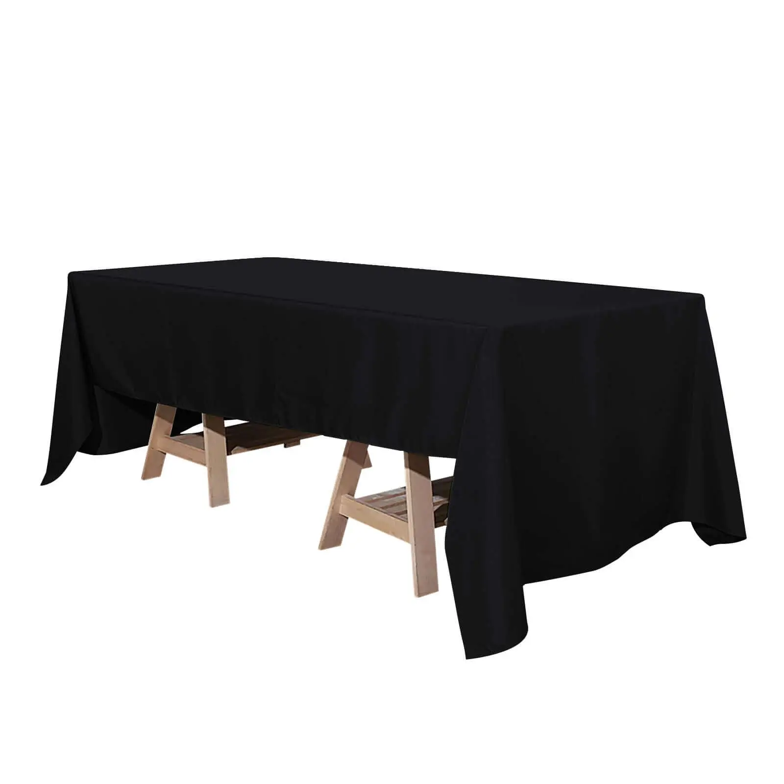 Black Premium Polyester Rectangle Tablecloth - 60"x126", 220GSM, Stain-Resistant, Hangable for Special Events, Household Kitchen Linens, Hang