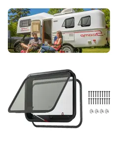VEVOR RV Exit Window, 30" W x 20" H Tinted RV Window with Net Screen and Trim Ring, Fit for 1 1/4" - 1 13/16" Thickness Wall, RV Window Replacement for Teardrop Cargo Trailer Camper, DOT Approved