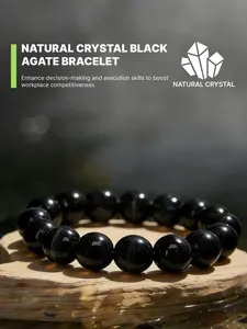 Natural Black Agate Bracelet, High Quality Bracelet, Symbolizes keeping wealth, attracting financial energy, and preventing money loss, handcrafted with fine beads, can be stacked for a personalized look, fashion accessory, eye-catching and spiritual