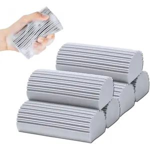 6 Pack Damp Clean Duster Sponge,Dusting Sponge Duster for Housekeeping, Household Cleaning Sponge for Blinds, Fan ,Mirrors,Glass, Baseboards,Window Track Grooves and  (Grey)