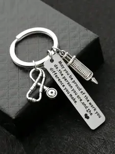 Nurse Pride Medical Badge Stainless Steel Keychain, Ideal for Med Students, Nurses, Backpacks, Car Keys, Teacher Gift, Back-To-School Accessories