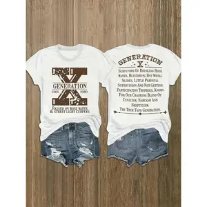 Womens Vintage Wash Short Sleeve Crewneck Graphic Tee Generation X 1965 1980 Retro Humor Shirt Casual Summer Outfit Gift for Mom Mothers Day