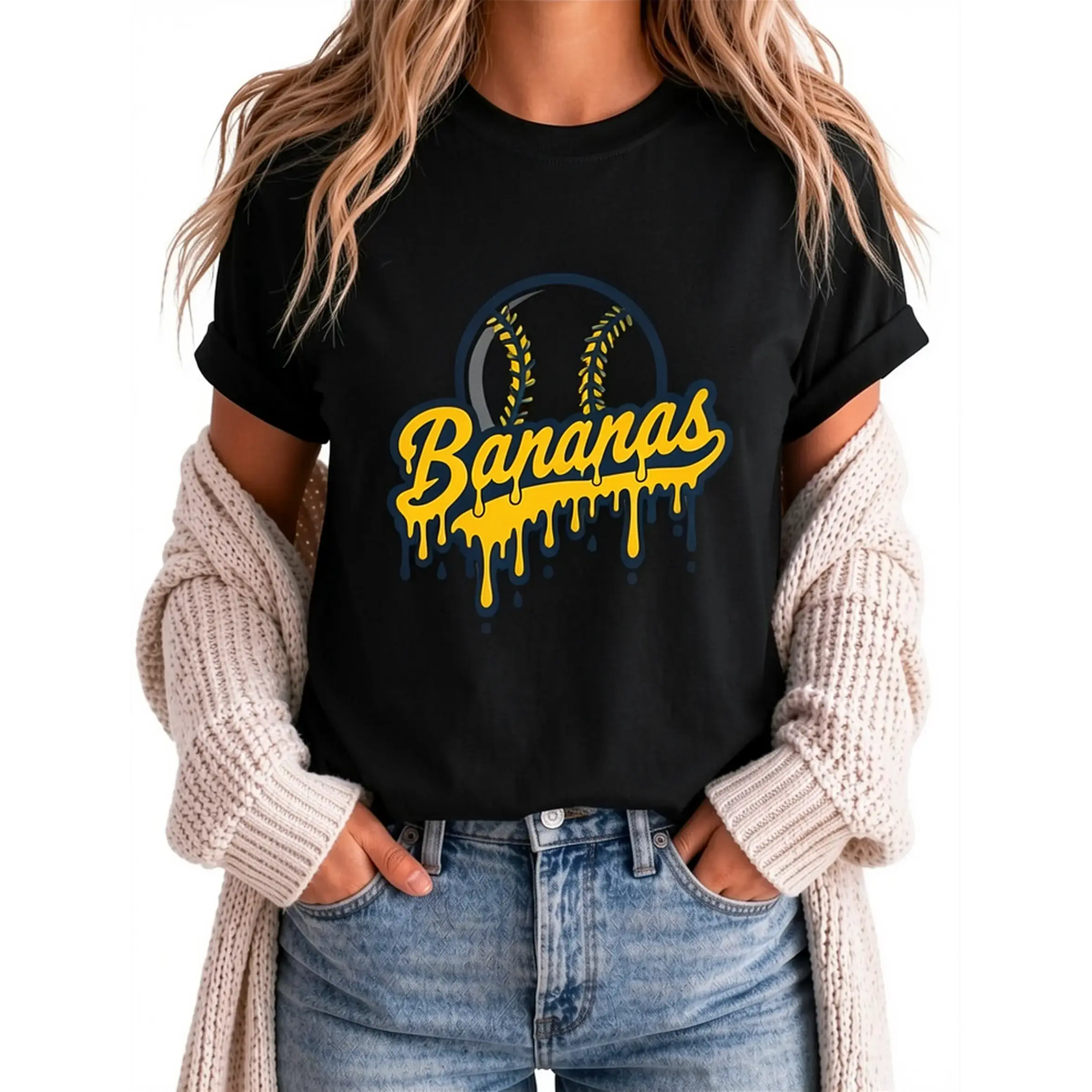 Funny Banana Baseball T-Shirt Sports Team Mascot, baseball lover Hip Hop Style funnies baseball shirts