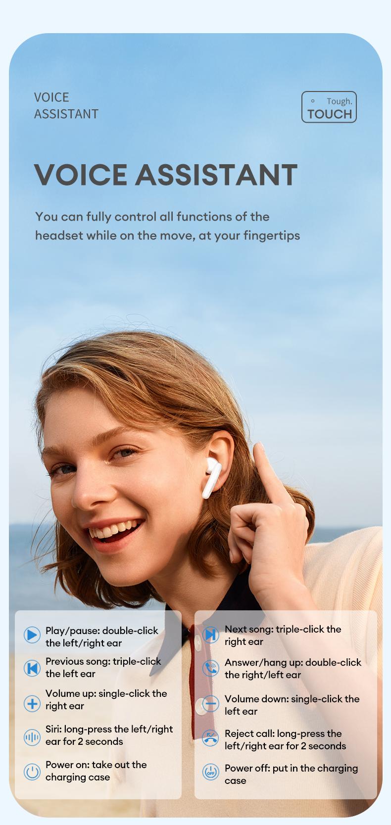 HYUNDAI T17 In-Ear Wireless Headphones with Bluetooth 5.3, Anti-Leakage Shell, Low Latency, Lightweight & Comfortable Fit, Wireless Earbuds for Music & Calls, Compatible with Android & iOS