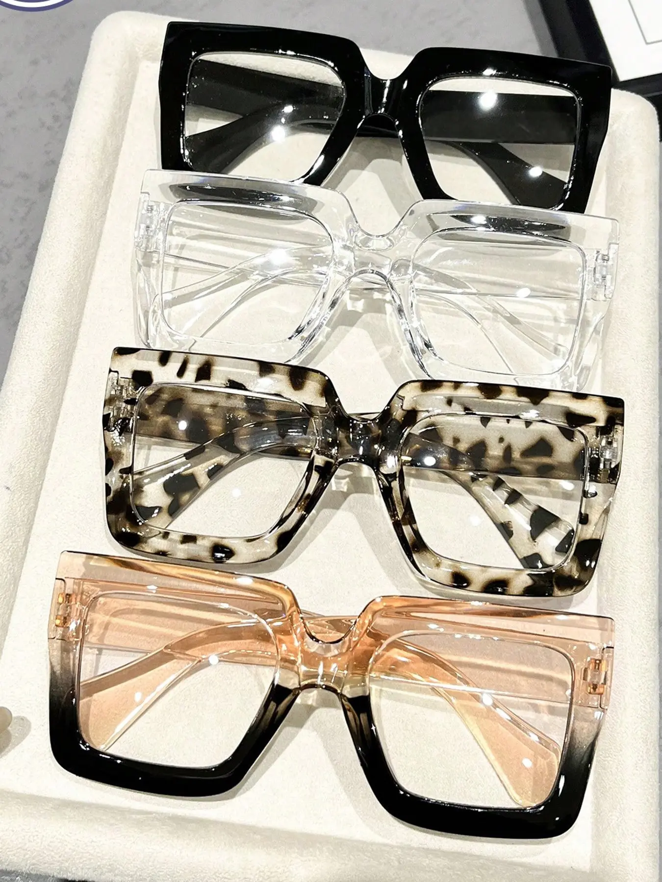 4-Piece Large Frame Blue Light Blocking Glasses, Fashion Simple HD Reading Glasses, Comfortable Portable Unisex Magnifying Glasses Daily, Reading Eyewear, Eyeglasses