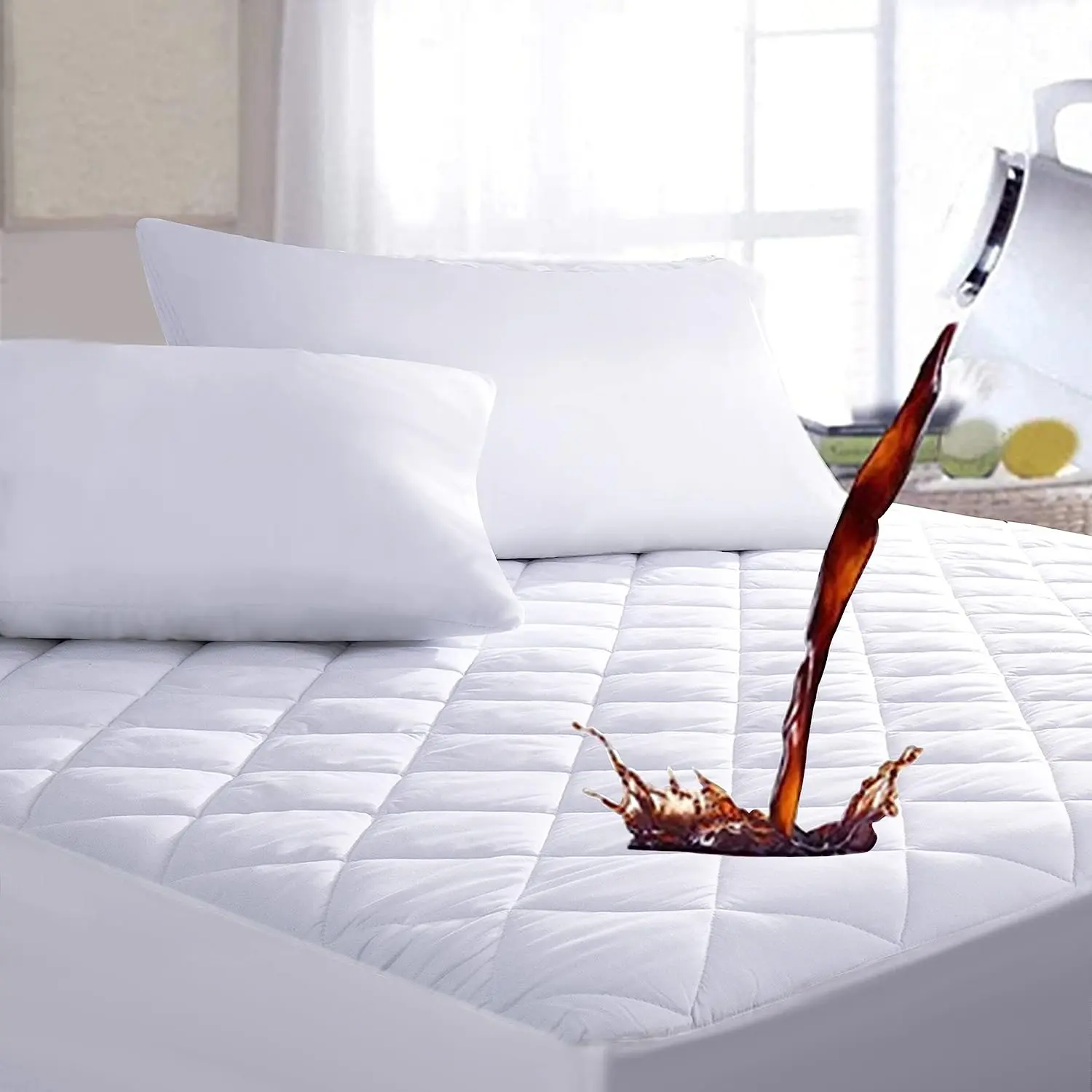 Quilted Cover Pad - Waterproof Mattress Protector with Elastic Band, Full Twin, King & Calfornia-King, Hotel Quality, Breathable Vinyl Design