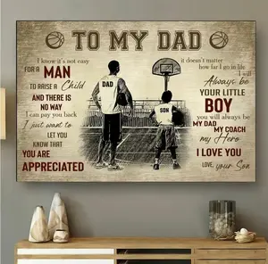 Personalized Basketball Dad Wall Art, To My Dad, I LoveYou Poster, Perfect Father Day And Birthday Gift Decor Painting