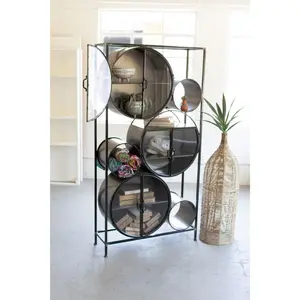 Kalalou Iron Glass Circles Shelving Unit