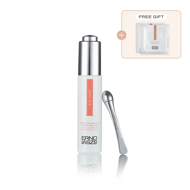 Erno Laszlo Bioactive Liquid Serum with Cooling Metal Roller + Free Masks, 360° Plumping, Soothing, Hydrating Lightweight Daily Formula (Peptides + Botanicals) - Under Eye Brightener for Sensitive Skin, Night Routine, Anti-Aging, Clinical Results