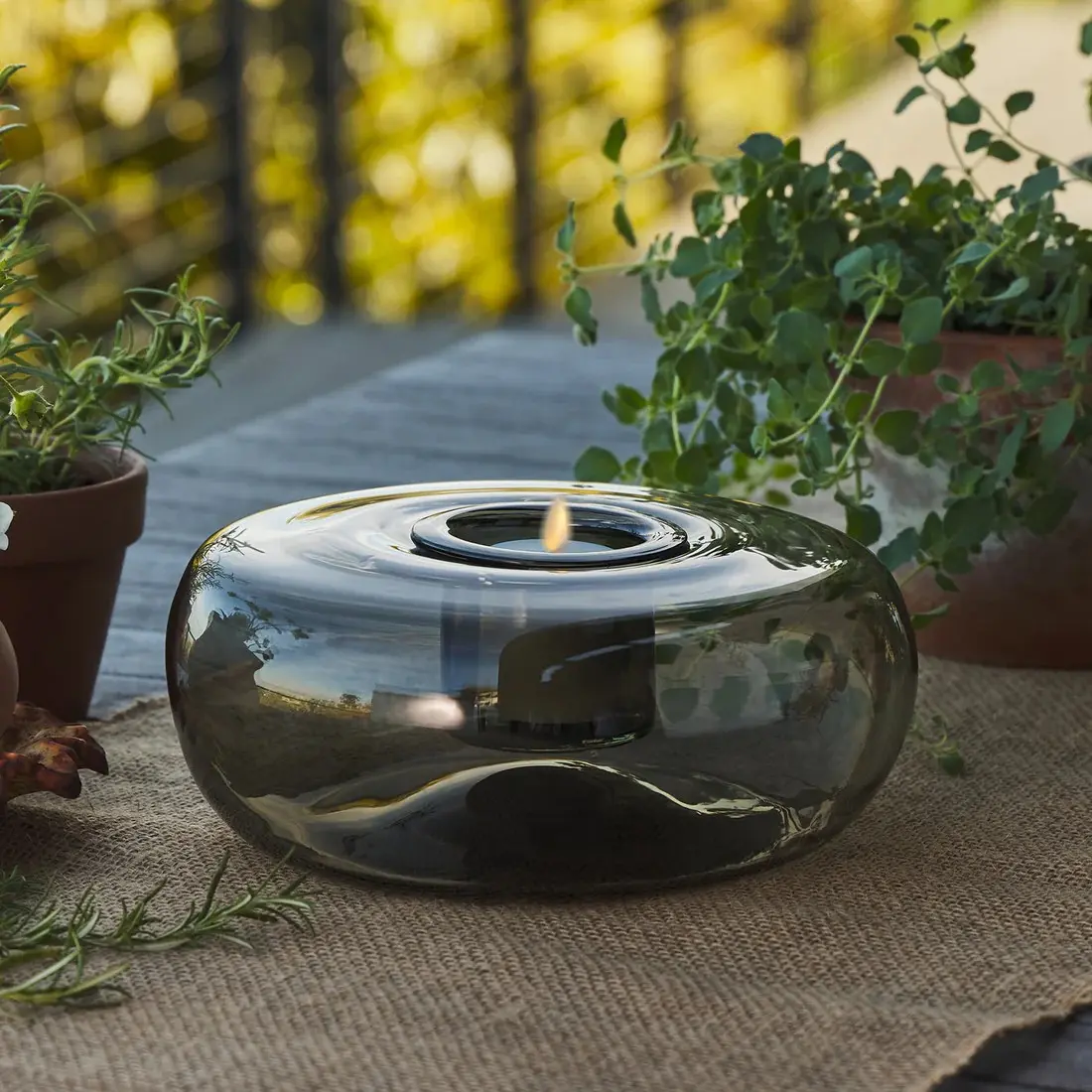 The Hand-Blown Glass Tubular - SMOKE - Luminara Flameless Candle