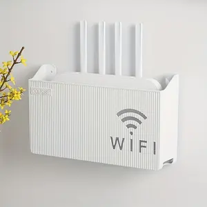 Wireless router storage rack, shelf, easy installation, wall-hung plastic storage box, suitable for home decoration, rooms or offices, multi-functional organizer, practical WiFi router storage rack, tool rack