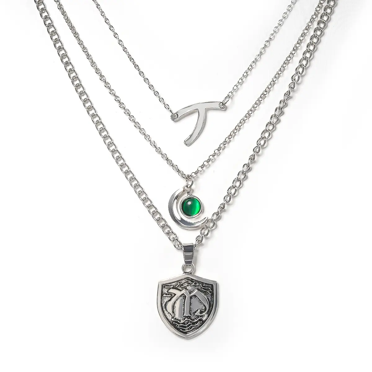 Women's Layered Necklace Set, Hope Mikaelson Inspired Wishbone Pendant, Casual Chain Link Cosplay Jewelry Gift, Female, Layered Necklace Sets