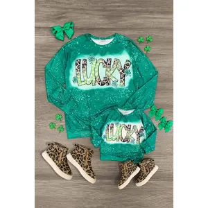 Mom & Me - "Lucky" Green Cheetah Long Sleeve Top