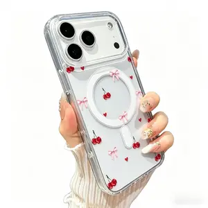 Cherry Bow Love Advanced fashion giftMagnetic Phone Case for iPhone 15 Plus 17 16 Pro Max Air E 14 13 12 11 X XS XR Shockproof Soft Premium Stylish Durable Protection Case