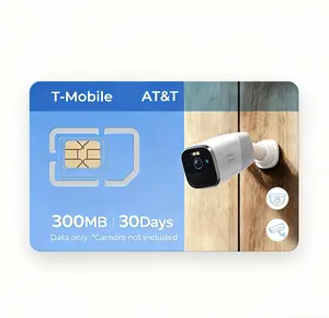 EIOTCLUB 300MB LTE Prepaid SIM Card for Security Camera - USA AT&T/T-Mobile 30 Days Data Only - Easy Setup 3 Sizes 5G Double Network SIM Card