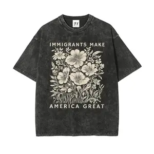 Immigrants Make America Great Oversize Unisex Anti-ICE Washed T-Shirt for Women and Men's Unisex Fit Batik Cotton Oversize Streetwear Menswear  Super Soft Pre-Shrunk