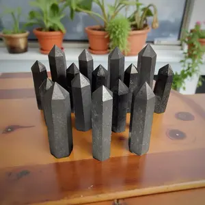 Authentic Shungite Pillar Crystal EMP Protection Natural Stone for EMF Defense