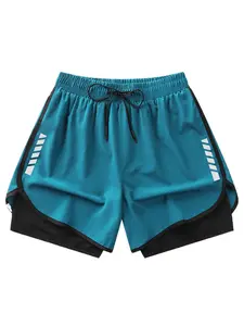 Men's Fitness 2-In-1 Running Shorts, New Lining, Anti-Exposure Design, Crotch Length 12-18cm, Suitable for Gym and Outdoor Training