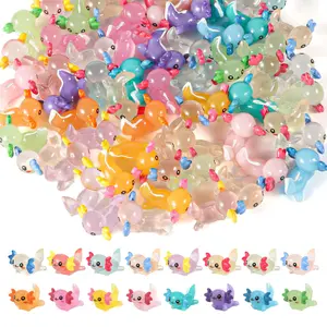 Glow in The Dark Axolotl Figures Figurines - 32 Pcs Magical Miniature Set, Perfect DIY Gift for Plant Lovers & Craft Beginners, Cute Desk Decor with Luminous Feature, Ornaments