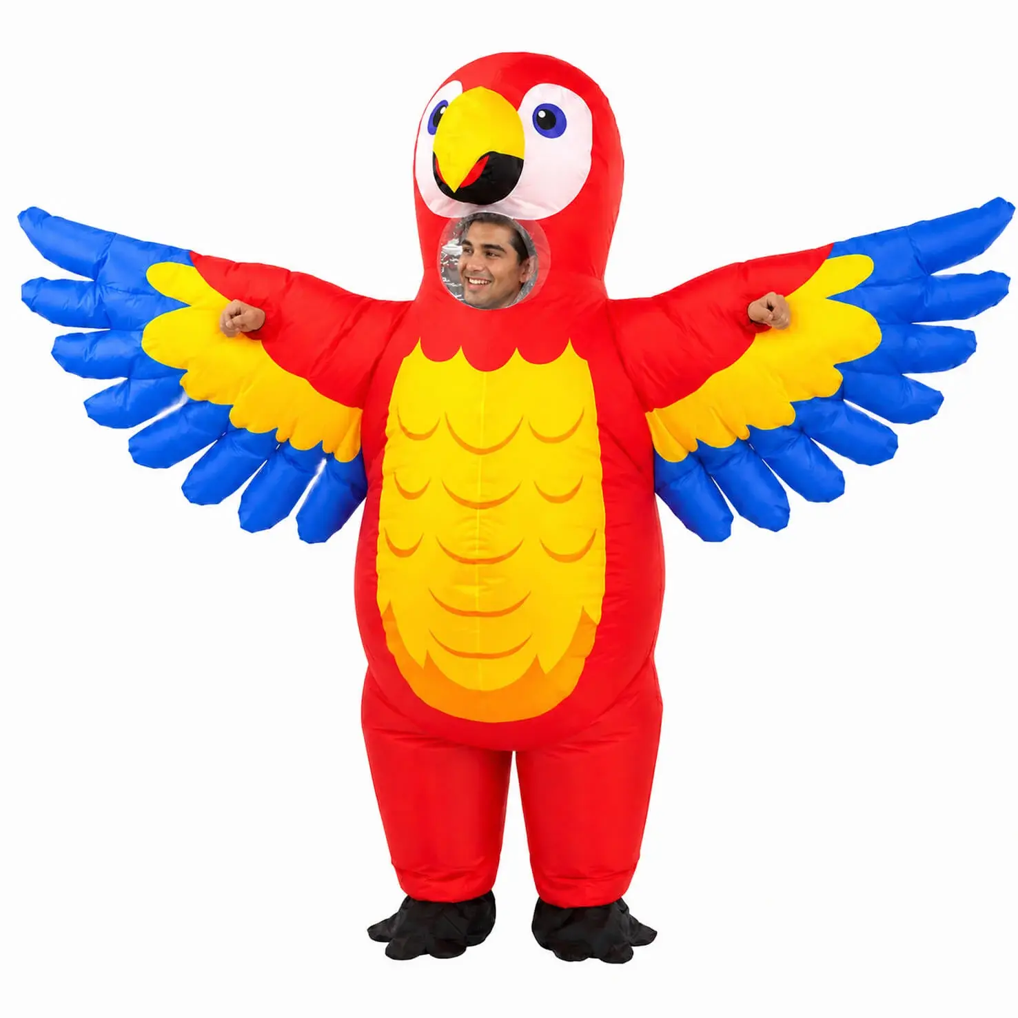 Adult Inflatable Parrot Costume, Funny Giant Bird Costume with Colorful Wings, Halloween Party Cosplay Outfit