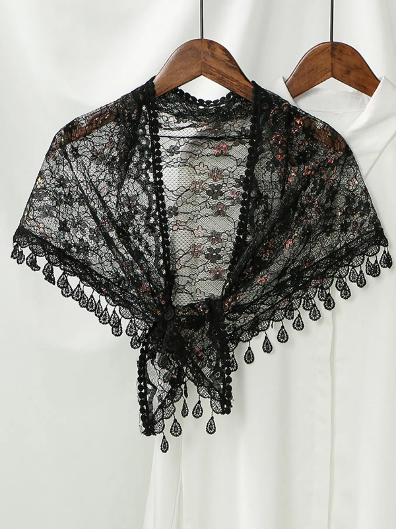 Women's Summer Lace Shawl Scarf 50x130cm Pure Color Hijab, Perfect for Daily Beach Vacation Wear, Stylish and Comfortable Accessories, Solid Color Scarf, Tassel Decor Shawl, Multifunctional Lace Scarf