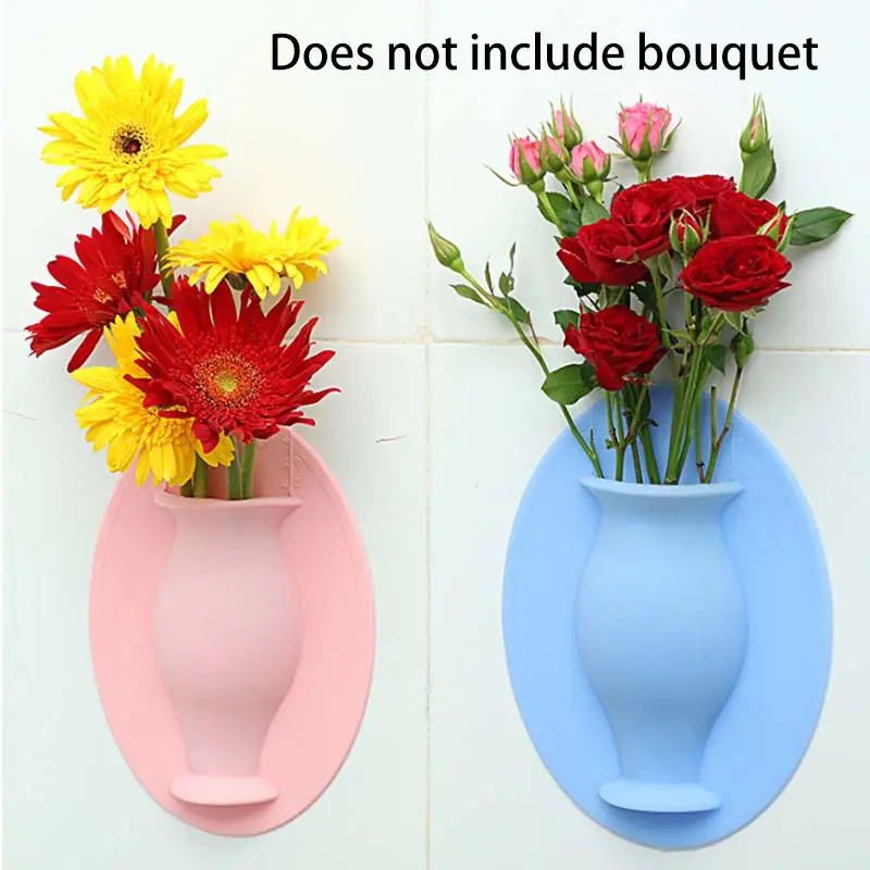 Silicone Vase Living Room Decoration Wall Wall Decor Adhesive, No-Drill Hanging SilikonFlower Vase