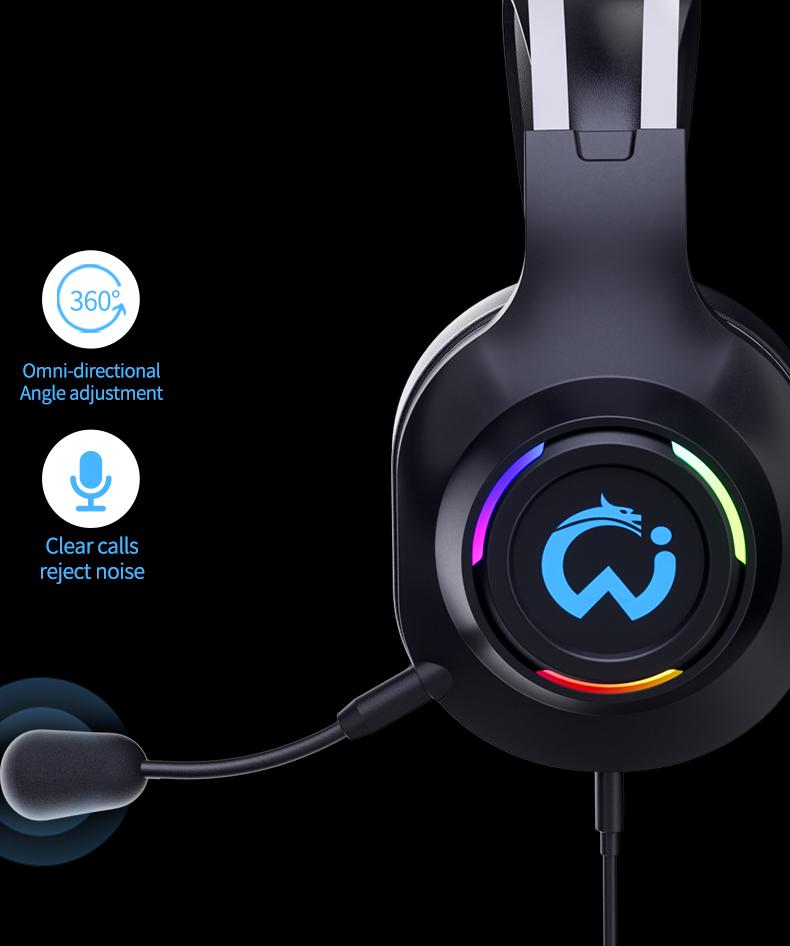 Stereo gaming headphones for PS4, PC, Xbox One, PS5 game console, PC and laptop, headphones with microphone, LED lights, 7.1 surround stereo, wired headphones, RGB lighting, USB-A, high-resolution studio monitoring/mixing/DJ stereo headphones