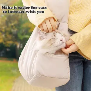 Winter Quilted Pet Carrier Bag – Warm & Portable Cat and Dog Travel Bag, Large Capacity Shoulder & Crossbody Pet Tote for Outdoor Trips
