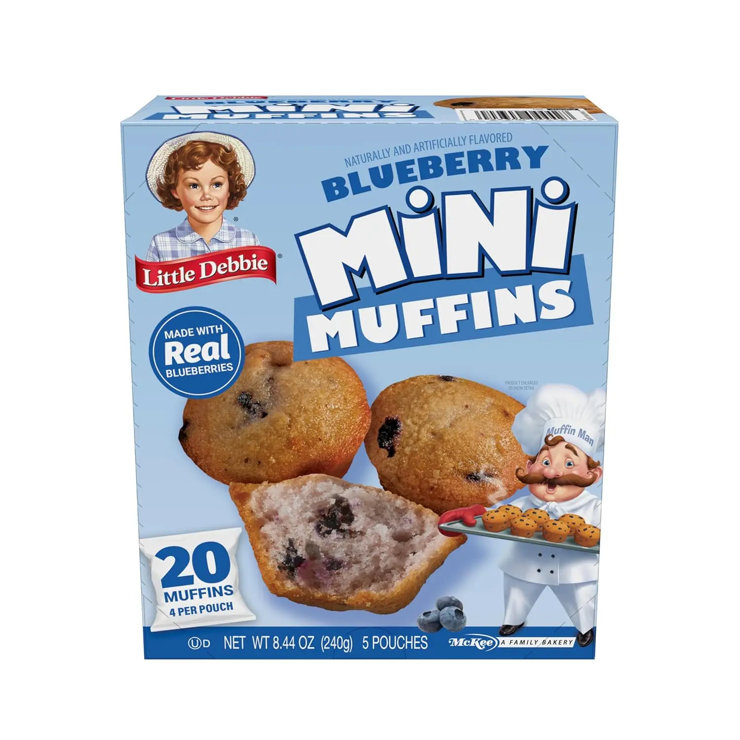 Blueberry Mini Muffins, 5 Pouches, 8.44 OZ Box Snack