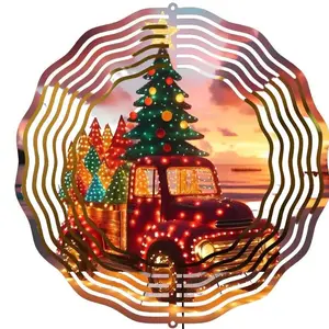 Christmas Tree and Truck Wind Spinner with Festive Lights and Decorative Design for Holiday Decor