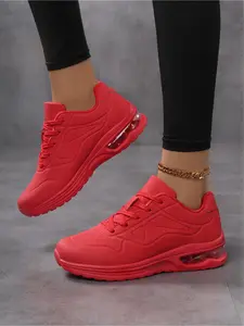 Women's Air Cushion Platform Sneakers, Lace-Up Shock Absorbing Running Shoes for Sports & Daily Life