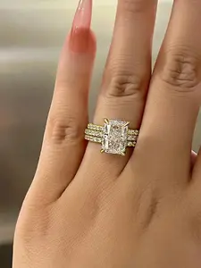 3 PcsSet Classical Cubic Zirconia Ring For Women For Valentine's Day Gift Wedding Anniversary Party Jewelry,Mother's Day,Gift