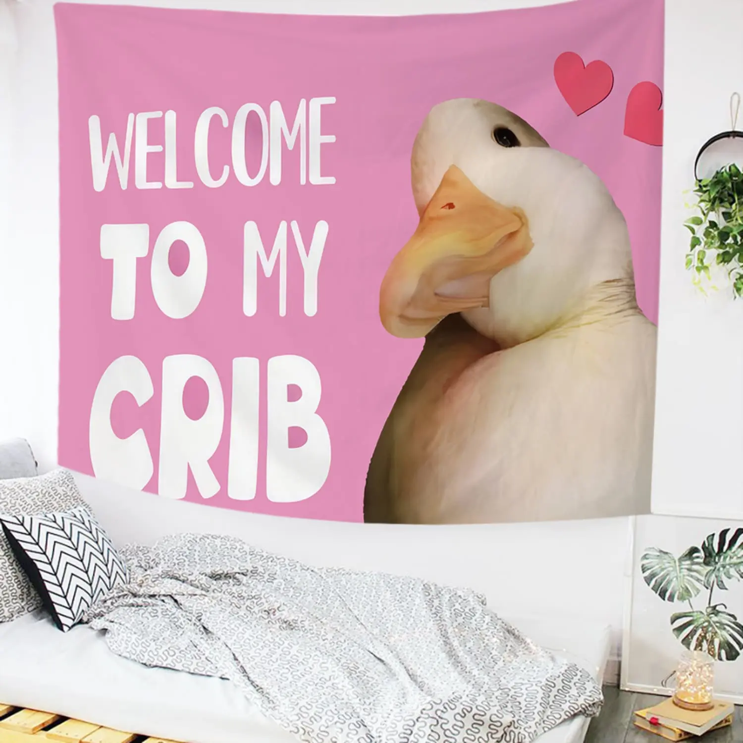 Funny Duck Pattern Welcome To My Grib Tapestry, Wall Hanging Decor Tapestry Wall Mural for Home Living Room Bedroom, Room Decor, Home Decor