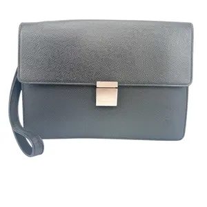 Pre-owned Louis Vuitton Leather Clutches & Wristlets Black Taiga Artois Clutch/Wristlet