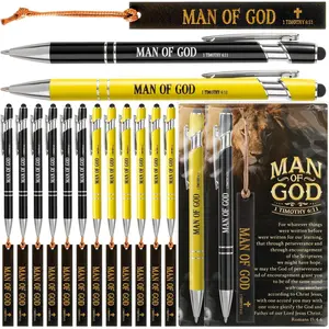 25 Sets Christian  Verse Pastor Ballpoint Pens with Stylus Tips Inspirational Pens Bulk  Card  Bookmark Religious  for Men Godfather Pastor Sunday School Graduation Father Day Favor