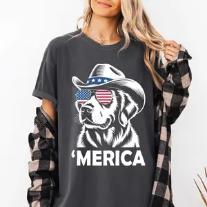 Comfort Colors Merica Golden Retriever Shirt, Merica Golden dog, Merica 4th of July, Patriotic Dog Tee