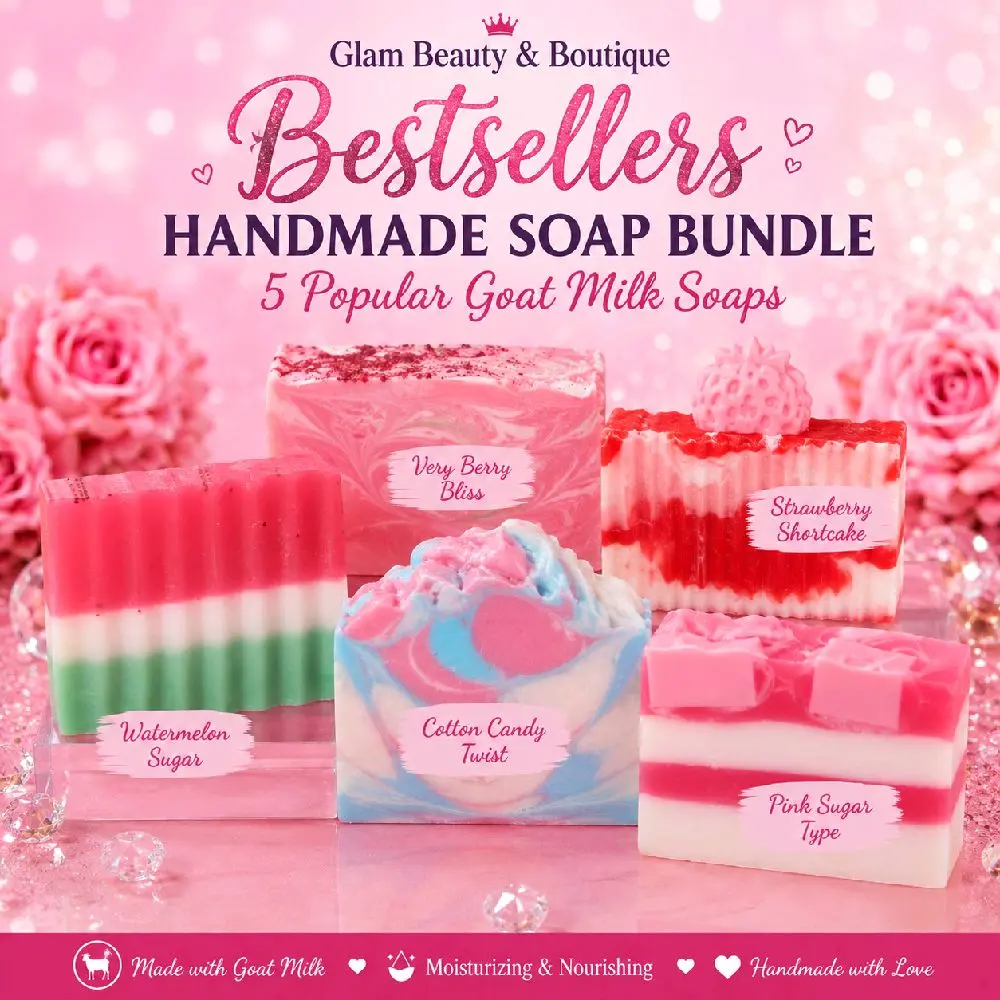 Bestsellers Swirl Soap Bar Bundle, 5 Moisturizing Bars with Goat Milk & Shea Butter, Hydrating Body Care Cleanser with Sweet Scents for All Skin Types