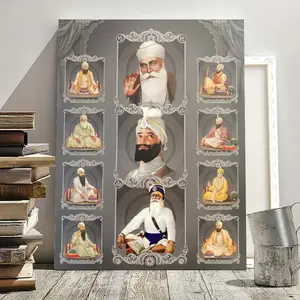 1 Piece Sikhi Guru Blessing Canvas Art Poster - Classic Religious Wall Decoration, with Pine Frame, Perfect for Bedroom, Kitchen, Dormitory or Gift | Indoor Use, Wrapped Canvas Design, Indian Home Decor Ornaments Artistic