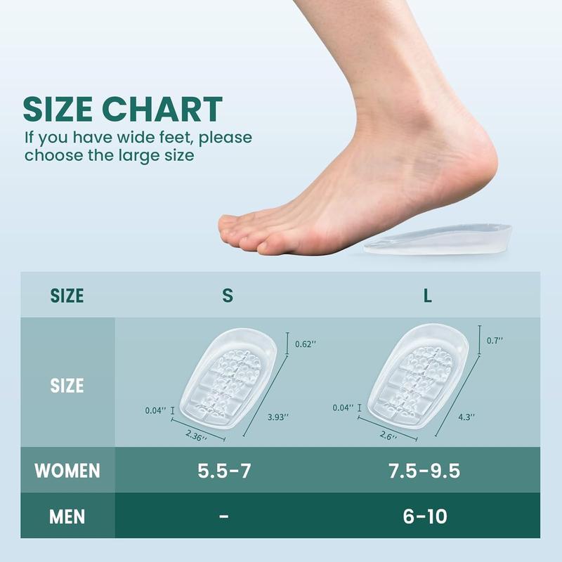 Gel Heel Cups for Plantar Fasciitis - Welnove 2 Pairs (4 Pcs) Honeycomb Matrix Heel Pads for Achilles Tendonitis, Washable Heel Inserts for Heel Pain Relief, Shoe Lift Support for Men & Women Size L