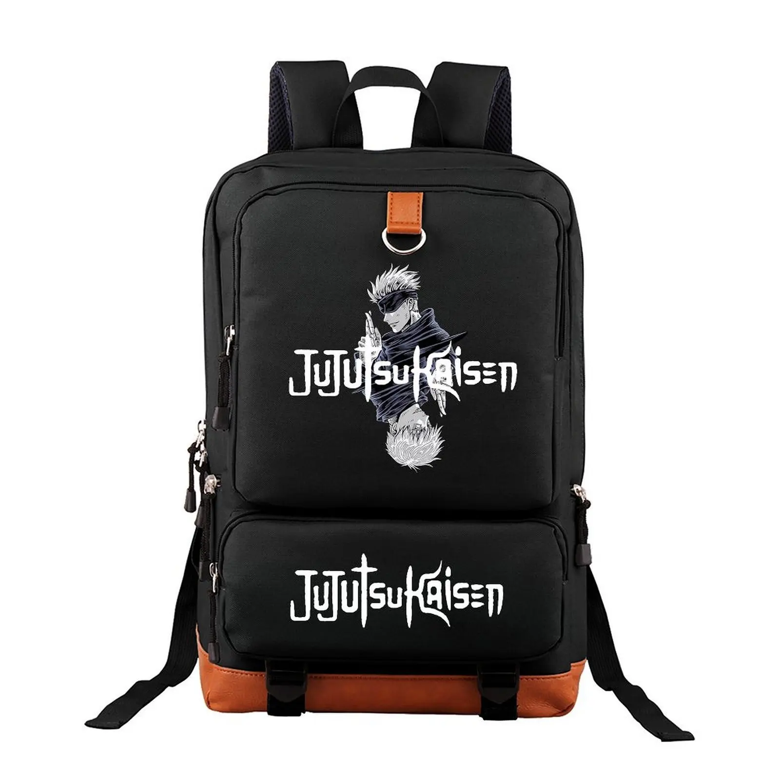 Unisex 300D PU Fabric Multifunctional Commuter Backpack - Adults, Anime Graphic Print, Large Capacity, 17.3-in Padded Comp Laptop Safe Compartment, Zipper Closure, One Size, for Back to School Haul