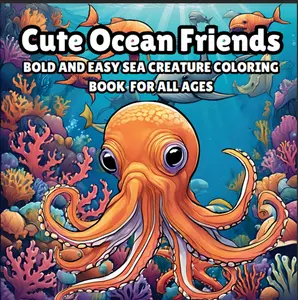 Ocean Animal Coloring Book for Kids & Adults | Cute & Easy Sea Creatures | Relaxing Underwater Fun