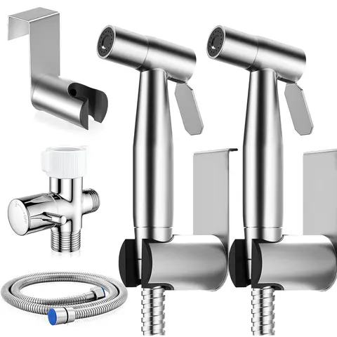 Handheld Bathroom Bidet Sprayer - Stainless Steel Brushed Nickel Toilet Attachment, Adjustable Water Pressure Control, 47" Hose, Easy Setup, 3-Year Protection, Comfortable & Efficient Cleaning, Feminine Wash Support with Customer Service
