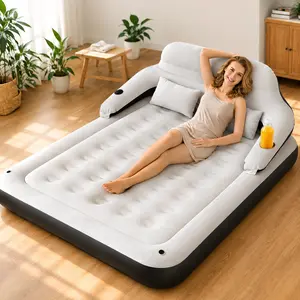 3-in-1 Inflatable Air Mattress with Removable Backrest and Pillows,Cup Holders | Soft and Comfortable, Easy Storage, Suitable for Indoor and Outdoor Use, Prefect for Camping, Picnics, Travel