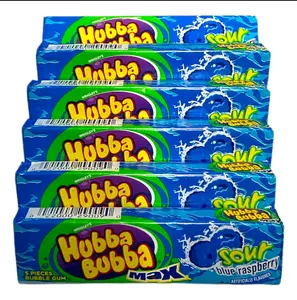 HUBBA BUBBA MAX, SOUR BLUE RASBERRY, 5 PACK, 5 PIECES EACH, 25 PIECES TOTAL.