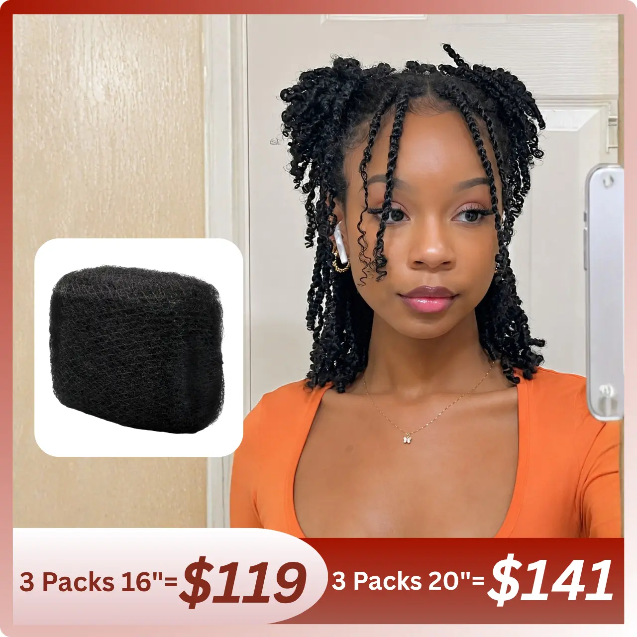 THE FOX Afro Kinky Bulk Human Hair — 100% Natural Remy Real Human Hair , curly texture for Box Braids, Knotless Braids, Faux Locs, Dreadlocks & Crochet. 14-24 Inch, Multiple Colors, Premium Human  hair extension black woman summerwins