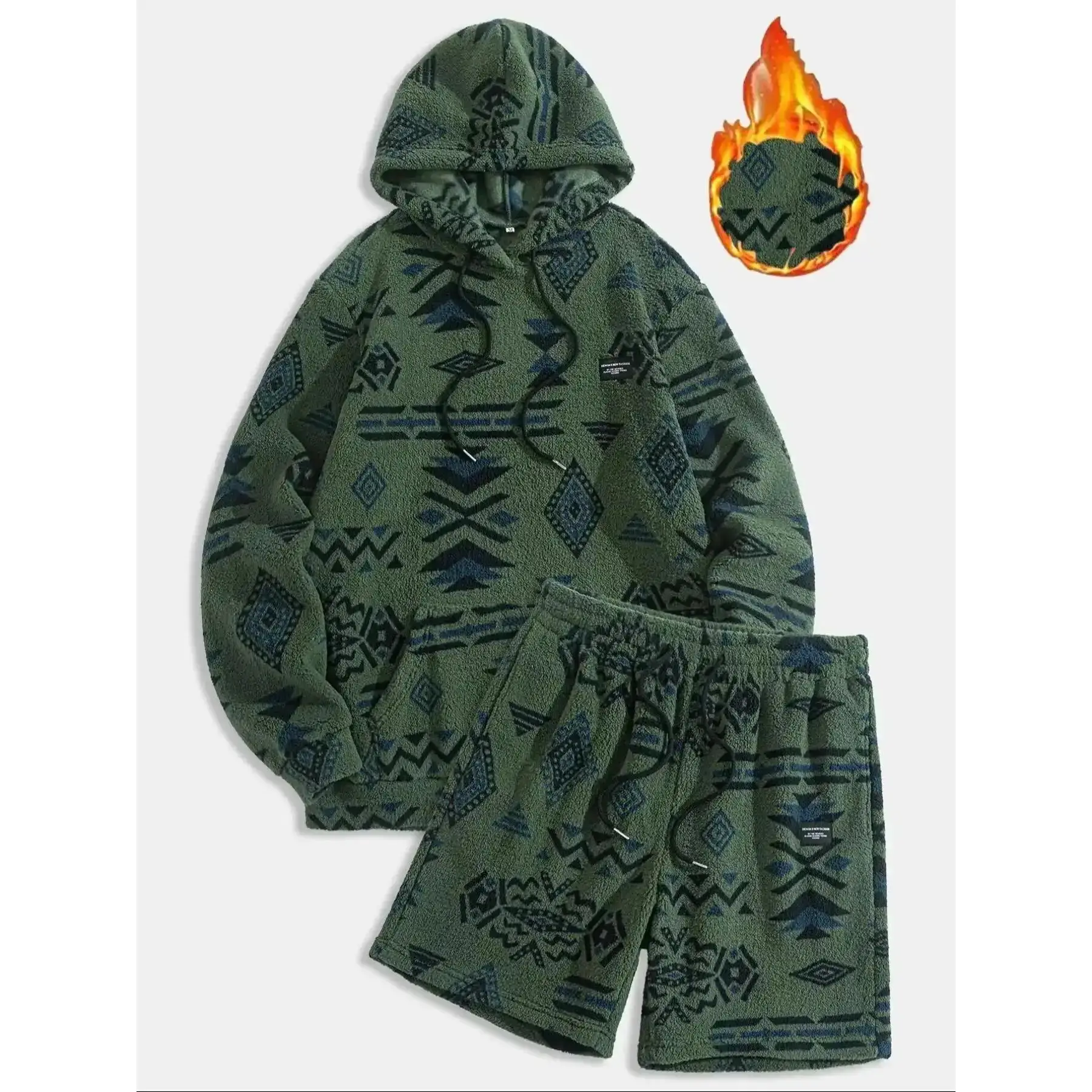 Men's Thermal Hoodie & Drawstring Waist Short Set, Hooded Sweatshirt Casual Fashion Cozy Breathable Two-piece Outfits for Daily Outdoor Wear, Men Clothes Spring Fall dressed down wardrobe staple