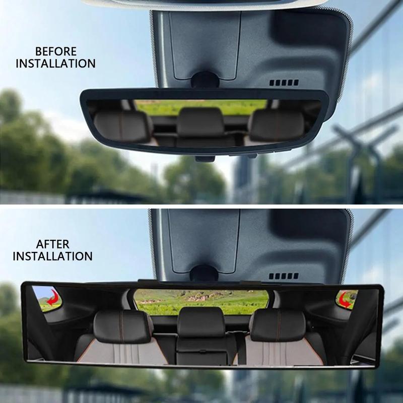 Universal Panoramic Anti-Glare Rear View Mirror - Wide Angle Clip On, Interior Blind Spot Mirrors for Car, SUV, Trucks