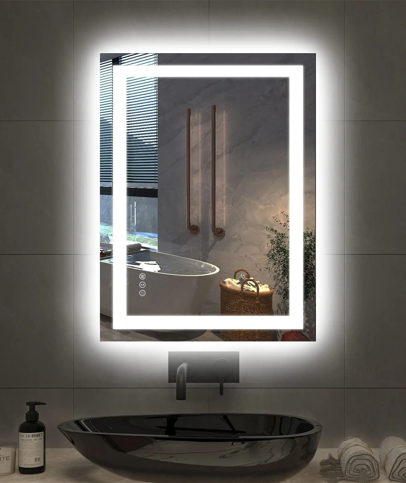 A3-1 24"x32" Wall-Mounted LED Bathroom Vanity Mirror - Front & Back Lighting, 3 Color Options, Stepless Dimming, Anti-Fog, Shatter-Proof Tempered Glass, Memory Function (Home & Bathroom Supplies Gadget)
