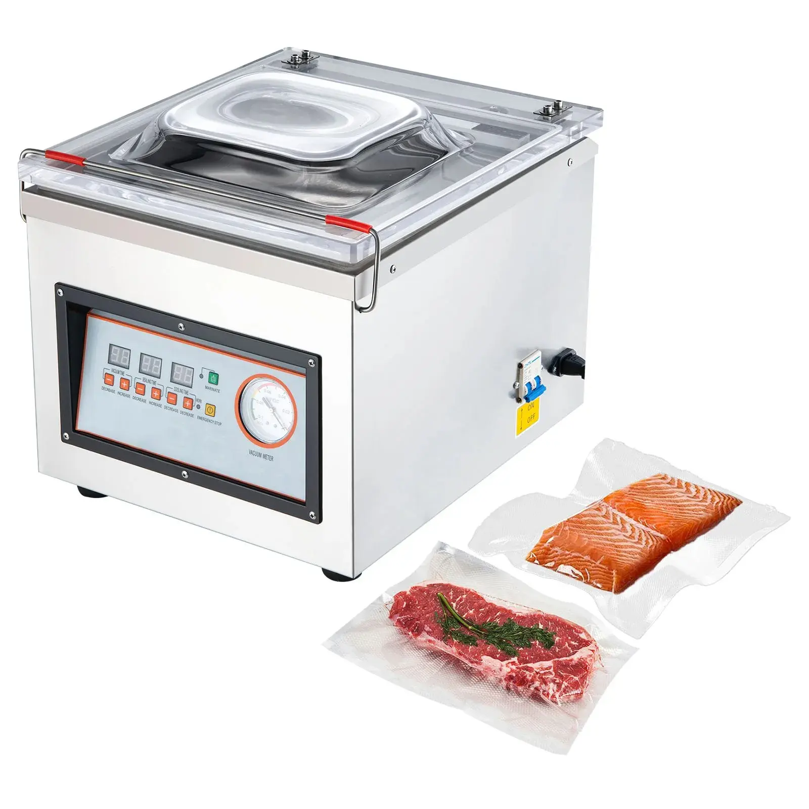 DZ-260C Chamber Vacuum Sealer Machine Commercial Grade 1700W -100KPa Suction 12.6" Seal Bar for Food Storage Marinate Liquid & Solid Foods 30 Bags & Accessories for Home Kitchen Restaurant