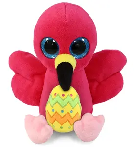 DOLLIBU Polyester Cute Big-Eye Flamingo Stuffed Toy with Yellow Easter Egg - 6 in, Personalized Gift for Kids